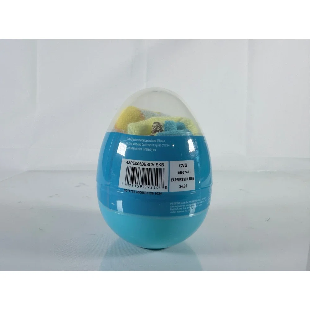 Peeps Easter Blue Plastic Egg Kids No Show Socks Size 7-10 2 Pairs